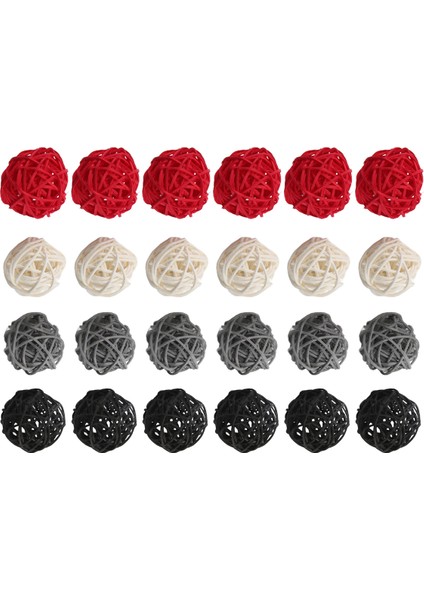 2 inç Rattan Topları Ev Dekoru için Dekoratif DIY Dolgu Süsü Düğün Masa Dekorasyonu (Siyah, Gri, Kırmızı, Beyaz) (Yurt Dışından)