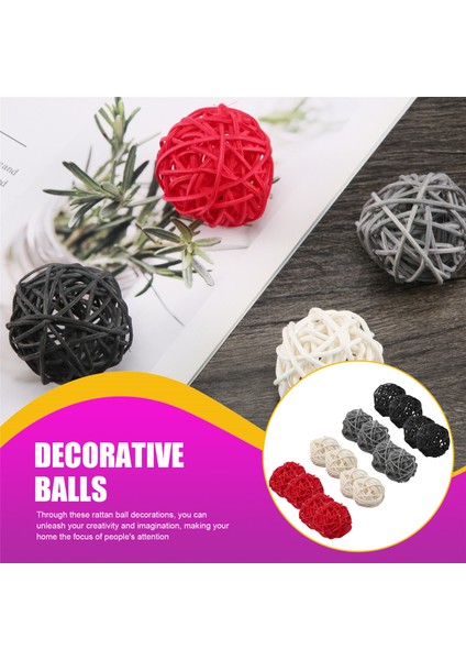 2 inç Rattan Topları Ev Dekoru için Dekoratif DIY Dolgu Süsü Düğün Masa Dekorasyonu (Siyah, Gri, Kırmızı, Beyaz) (Yurt Dışından) fırsatları