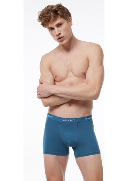 Erkek Mavi Pamuk Elastan Boxer 075