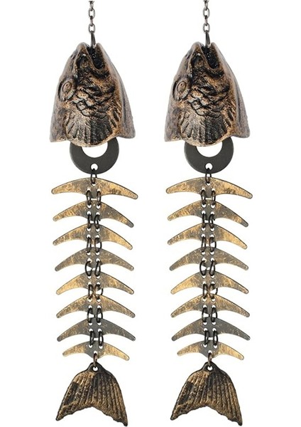 2pcs Balık Rüzgar Şimi, Balık Iskeleti Rüzgarchime, Balık Kemiği Dökme Demir Rüzgar Çanları Vintage Metal Rüzgar Çanları Açık Hava Yatıştırıcı (Yurt Dışından) fırsatları