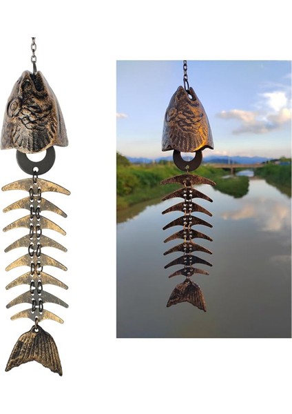 2pcs Balık Rüzgar Şimi, Balık Iskeleti Rüzgarchime, Balık Kemiği Dökme Demir Rüzgar Çanları Vintage Metal Rüzgar Çanları Açık Hava Yatıştırıcı (Yurt Dışından) indirimleri