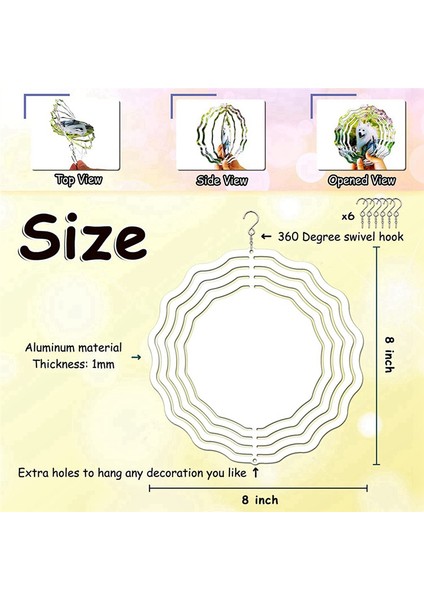 6 Paket 8 Inç Süblimasyon Rüzgar Spinner Boşlukları, 3D Çift Taraflı Süblimasyon Rüzgarla Çalışan Kinetik Heykel Bahçe Bahçesi (Yurt Dışından) fiyatları
