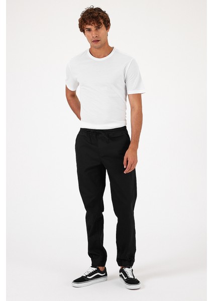 Simon Slim Fit Gabardin Jogger Pantolon-Siyah fiyatları