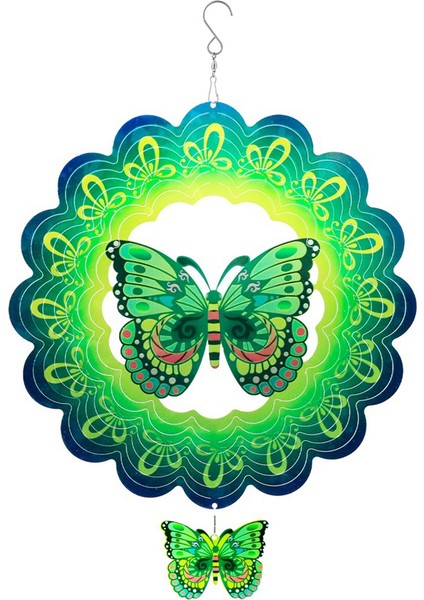 3D Rüzgar Spinner Spiral Için Bahçe Dekoru Döner Asılı Rüzgar Çanları Ev Açık Dekorasyon Yeşil (Yurt Dışından)