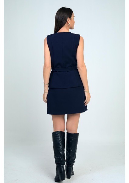 Kadın Kendinden Telalı Üst Astarlı Iki Parça Görünümlü Elbise fırsatları