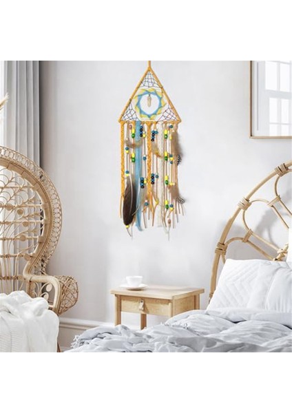 Dream Catcher, Tüy Boncuklu El Yapımı Dreamcatcher Turkuaz Kolye Rüya Catchers Boho Duvar Sanat Asma Dekor-A (Yurt Dışından) indirimleri