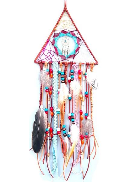 Dream Catcher, Tüy Boncuklu El Yapımı Dreamcatcher Turkuaz Kolye Rüya Catchers Boho Duvar Sanat Asma Dekor-C (Yurt Dışından)