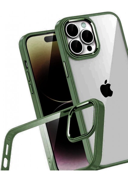 Apple iPhone 15 Pro Max Lensli Silikon - Yeşil modelleri