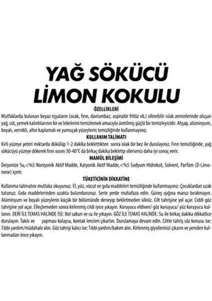 Limonlu Yağ Sökücü Ocak Fırın Fritöz İçin Güçlü Temizleyici 750 ml modelleri