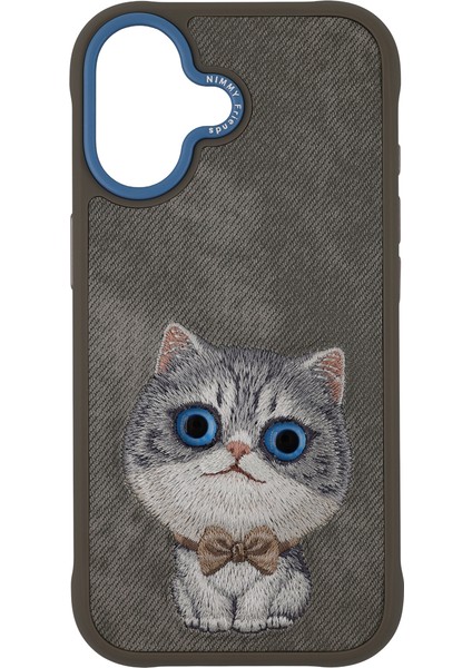 iPhone 17 Uyumlu 3D Göz Kedi Detaylı Gerçek Nakış Işlemeli Kabartmalı New Big Eyes Kılıf