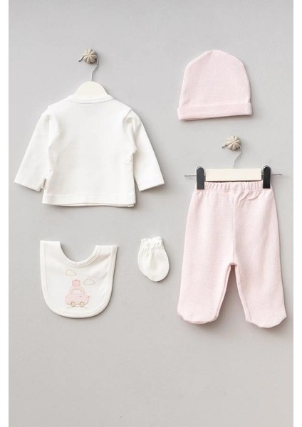 %100 Pamuk Bulutlu Araba Desenli 5 Parça Yenidoğan Hastane Çıkışı Zıbın Seti BBTF.PMB.20109 fiyatları