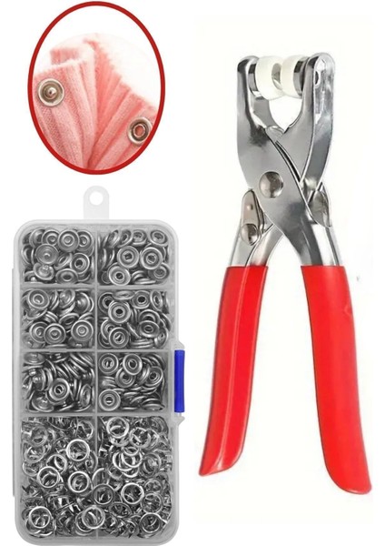 Çelik Çıt Çıtlı Düğme Pensesi ve Düğme Aparatları 200 Parça Elbise ve Kıyafet Çıt Çıt Düğme Aparatı