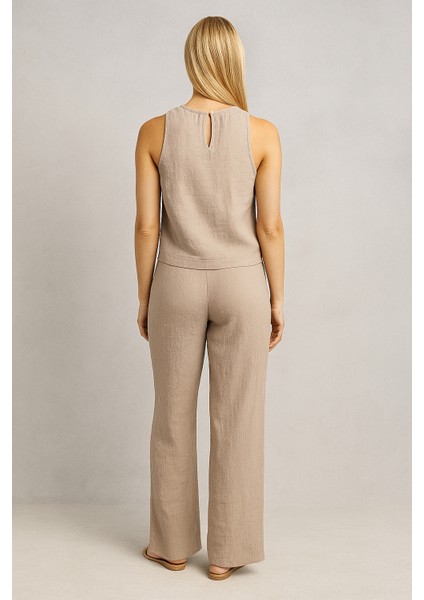 Krinkle Dokulu Pantolon-Gri