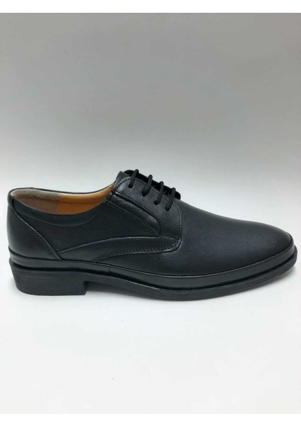 Hakiki Deri Kauçuk Esnek Tabanlı Bağcıklı Siyah Kışlık Erkek Ayakkabı C-9175045KTGY