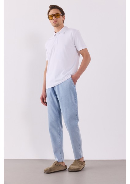 David Sky Blue Beli Lastikli Slim Fit Jogger Pantolon-Sky Blue modelleri