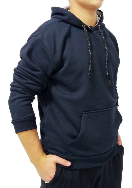 Lacivert Kapşonlu Kanguru Sweatshirt fiyatları
