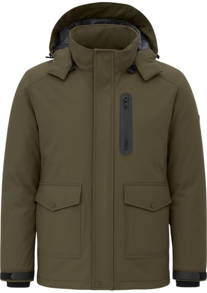 Erkek Yeşil Outdoor Su Geçirmez Kapüşonlu Kışlık Kaban – Rüzgar ve Yağmura dayanıklı