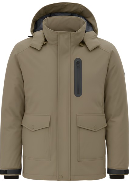 Erkek Kahverengi Outdoor Su Geçirmez Kapüşonlu Kışlık Kaban – Rüzgar ve Yağmura dayanıklı
