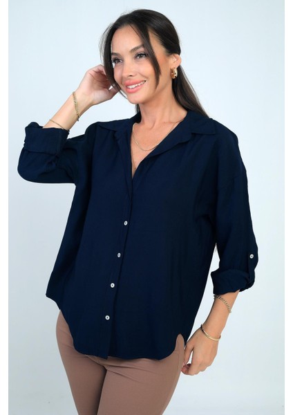 Kadın Kol Katlamalı Lyocell Gömlek modelleri