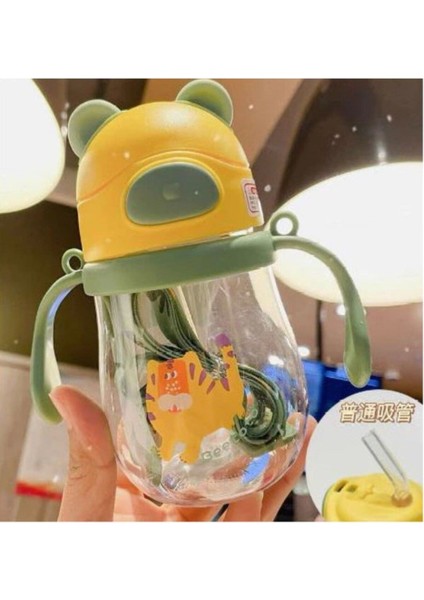 250ML Bpa'sız Pipetli Bebek Suluk Kulaklı Kollu Yumuşak Pipetli Bebek Su Şişesi Bebek Biberon Matara fırsatları