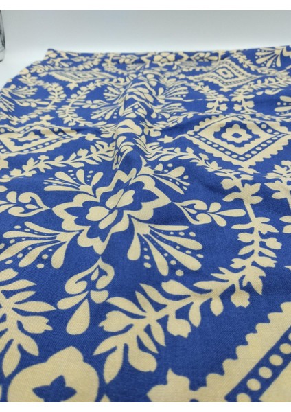 Lacivert Çiçekli Pamuk‑viskoz Kumaş – Yumuşak, Hafif & Dökümlü | 150 cm Genişlik – ELNV67