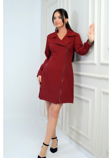 Kadın Fermuar Detaylı Kısa Elbise