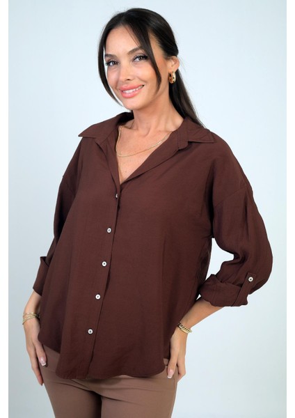 Kadın Kol Katlamalı Lyocell Gömlek modelleri