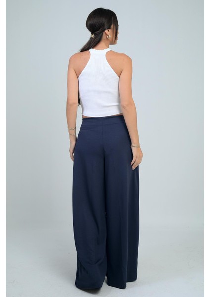 Kadın Beli Lastikli Cepli Önü Pileli Bol Paça Osyho Pantolon fırsatları