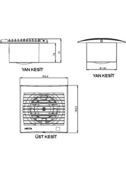 AİRCOL120 Banyo ve Tuvalet Aspiratörü 160M3 - 120MM indirimleri