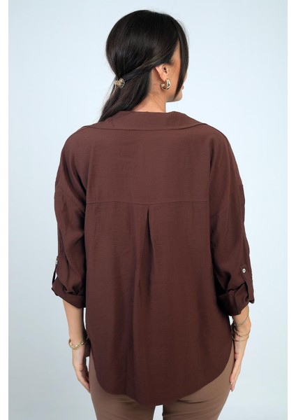 Kadın Kol Katlamalı Lyocell Gömlek fırsatları