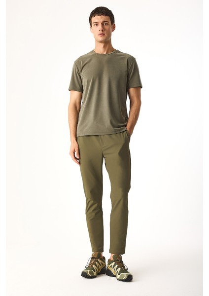Regular Fit Beli Lastikli Teknik Pantolon-Haki fiyatları