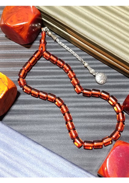 Çubuk Kehribar Tesbih Bal Renkli Kapsül Kesim