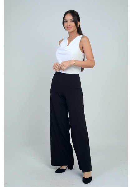 Kadın Yandan Fermuarlı Bol Paça Çakızlı Pantolon modelleri