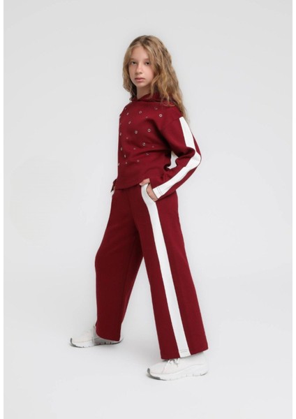 Kız Çocuk Kapüşonlu Zımbalı Lastikli Bel Cepli Eşofman Takımı