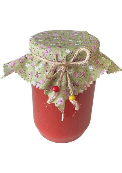 10 Adet Çıtır Çiçekli Kavanoz Kapağı Örtüsü ve Boncuklu Bağlama Ipi