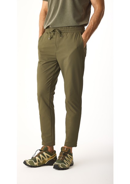 Regular Fit Beli Lastikli Teknik Pantolon-Haki indirimleri