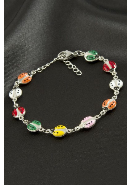 Uğur Böceği Mineli Çelik Bileklik