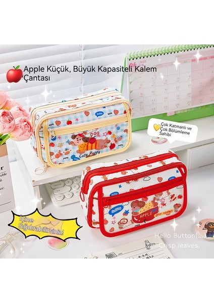 Yeni Apple Puppy Büyük Kapasiteli Kalem Çantası Çok Katmanlı Ayrılmış Öğrenci Kalem Çantası Yüksek Görünümlü Kontrast Renkli Ortaokul Öğrencisi Kırtasiye Depolama (Yurt Dışından) fiyatları