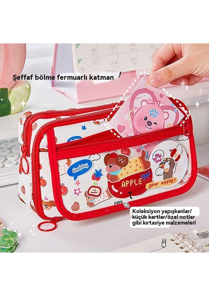 Yeni Apple Puppy Büyük Kapasiteli Kalem Çantası Çok Katmanlı Ayrılmış Öğrenci Kalem Çantası Yüksek Görünümlü Kontrast Renkli Ortaokul Öğrencisi Kırtasiye Depolama (Yurt Dışından) fırsatları