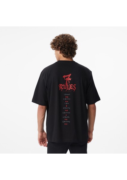 Unıted4 x Monkey Project 7 Rules Unisex Siyah T-Shirt.sıyah fiyatları