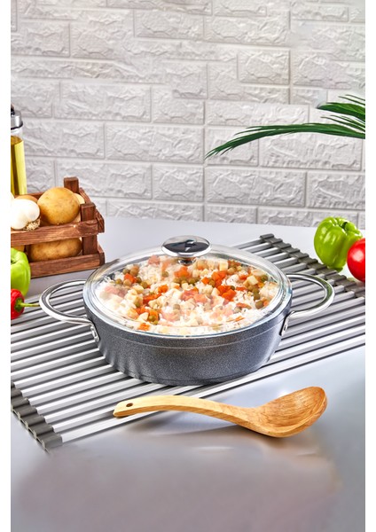 Galaksi Döküm Granit Pilav ve Karnıyarık Basık Tencere 26 cm Siyah