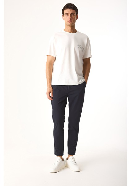 Regular Fit Beli Lastikli Teknik Pantolon-Lacivert