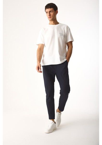 Regular Fit Beli Lastikli Teknik Pantolon-Lacivert fırsatları