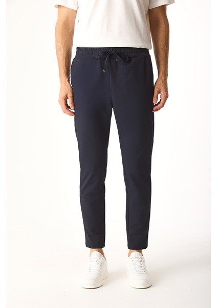 Regular Fit Beli Lastikli Teknik Pantolon-Lacivert indirimleri