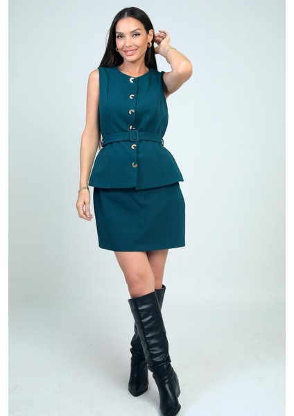 Kadın Kendinden Telalı Üst Astarlı Iki Parça Görünümlü Elbise modelleri