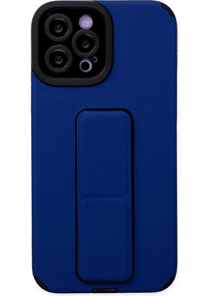 iPhone 12 Pro Max Kılıf Mega Standlı Silikon - Mavi