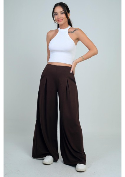 Kadın Beli Lastikli Cepli Önü Pileli Bol Paça Osyho Pantolon fiyatları