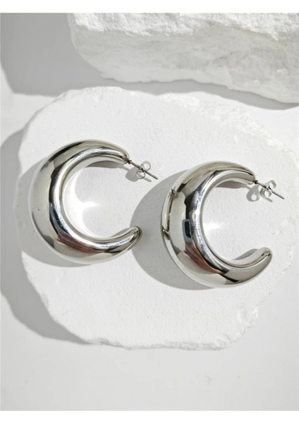 Çelik Tombul Büyük Halka Küpe