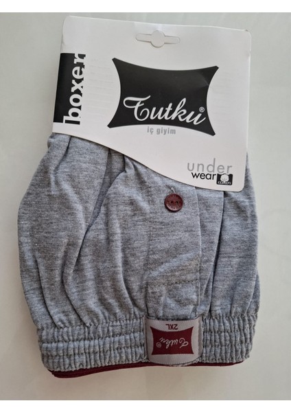 Erkek Penye Düz Boxer-5 Adet-Gri