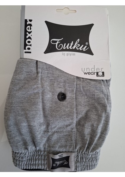 Erkek Penye Düz Boxer-5 Adet-Gri